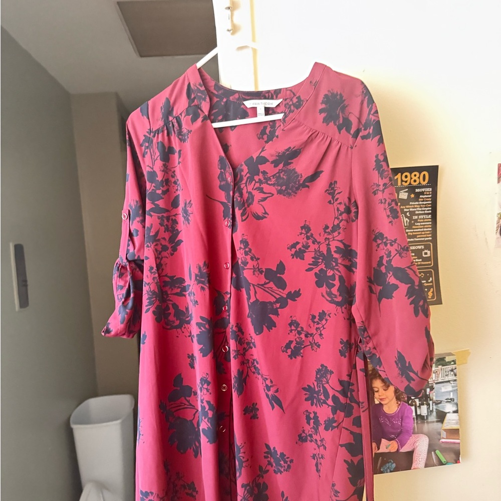 Red flowered  Hawthorne flower print dress